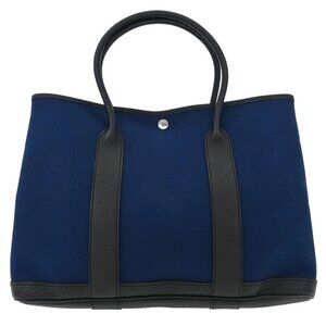 Hermes Navy Toile Officier Negonda Garden Party 36 PM Tote Bag